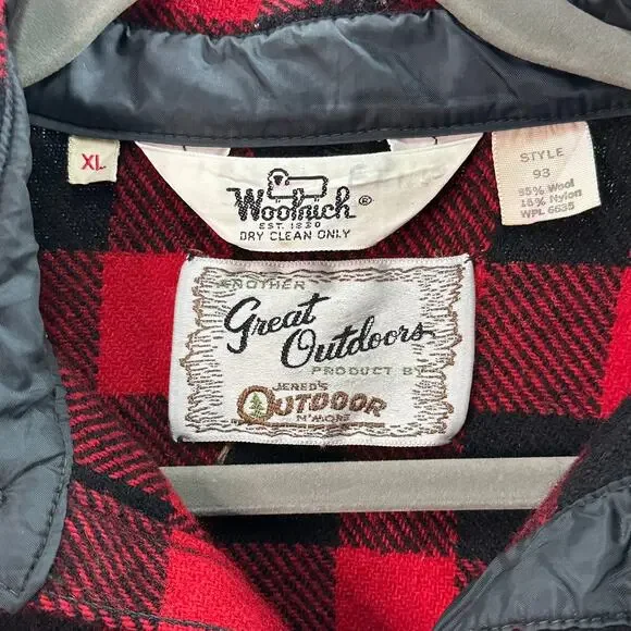Vintage 80's Woolrich Men's XL Wool Blend Red Black Buffalo Plaid Shirt Style 93 - Picture 4 of 9
